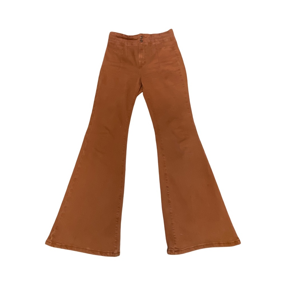 🍂 We The Free High-Rise Flare Jeans - Boho Chic in Terracotta! 70s Vibe - Picture 2 of 11